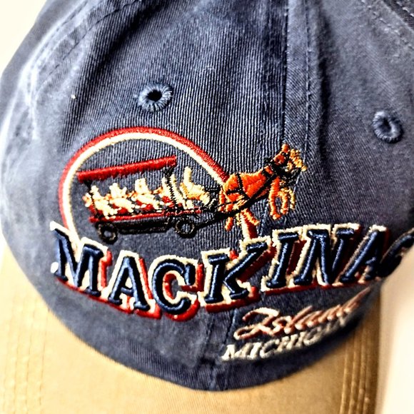 Mackinac Island MI Embroidered Denim Twill Ball Cap by JHats ~ Adj ~ New w/o Tag - Picture 2 of 12
